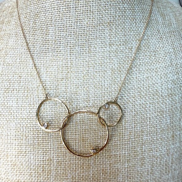 Alexis Bittar Gold-Tone Triple Circle Necklace With Crystal Accents - Picture 1 of 13